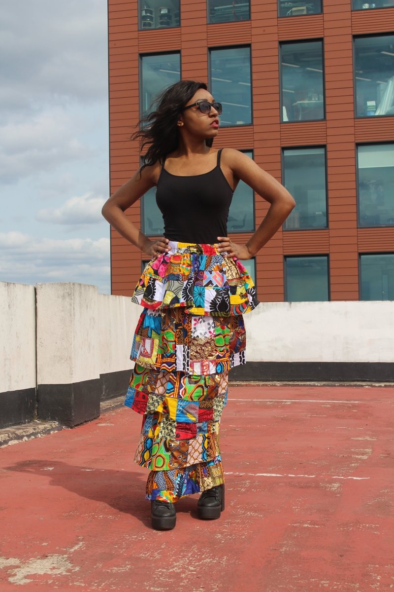 African Patchwork Skirt, Rah Rah - Festival Skirt - Continent Clothing
