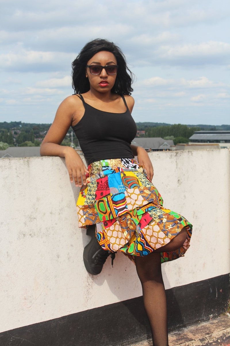 African Patchwork Skirt, Rah Rah - Festival Skirt - Continent Clothing
