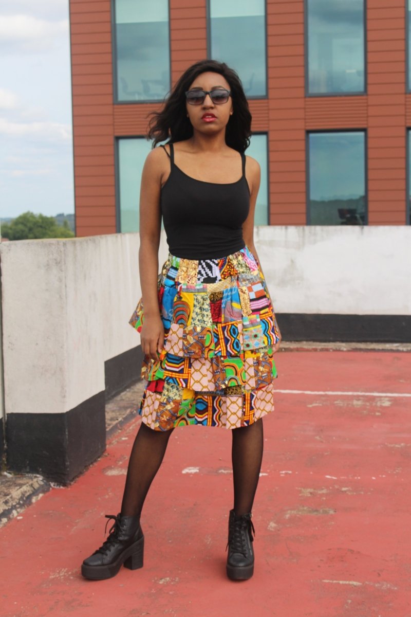 African Patchwork Skirt, Rah Rah - Festival Skirt - Continent Clothing