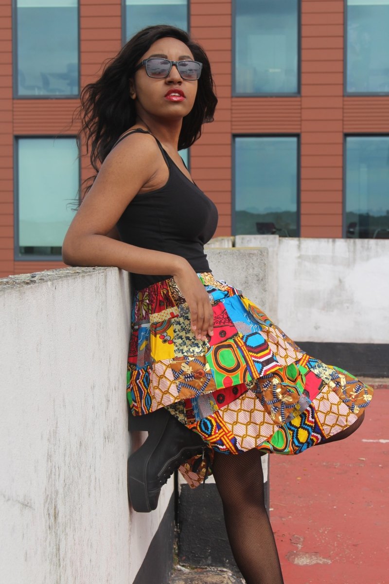 African Patchwork Skirt, Rah Rah - Festival Skirt - Continent Clothing
