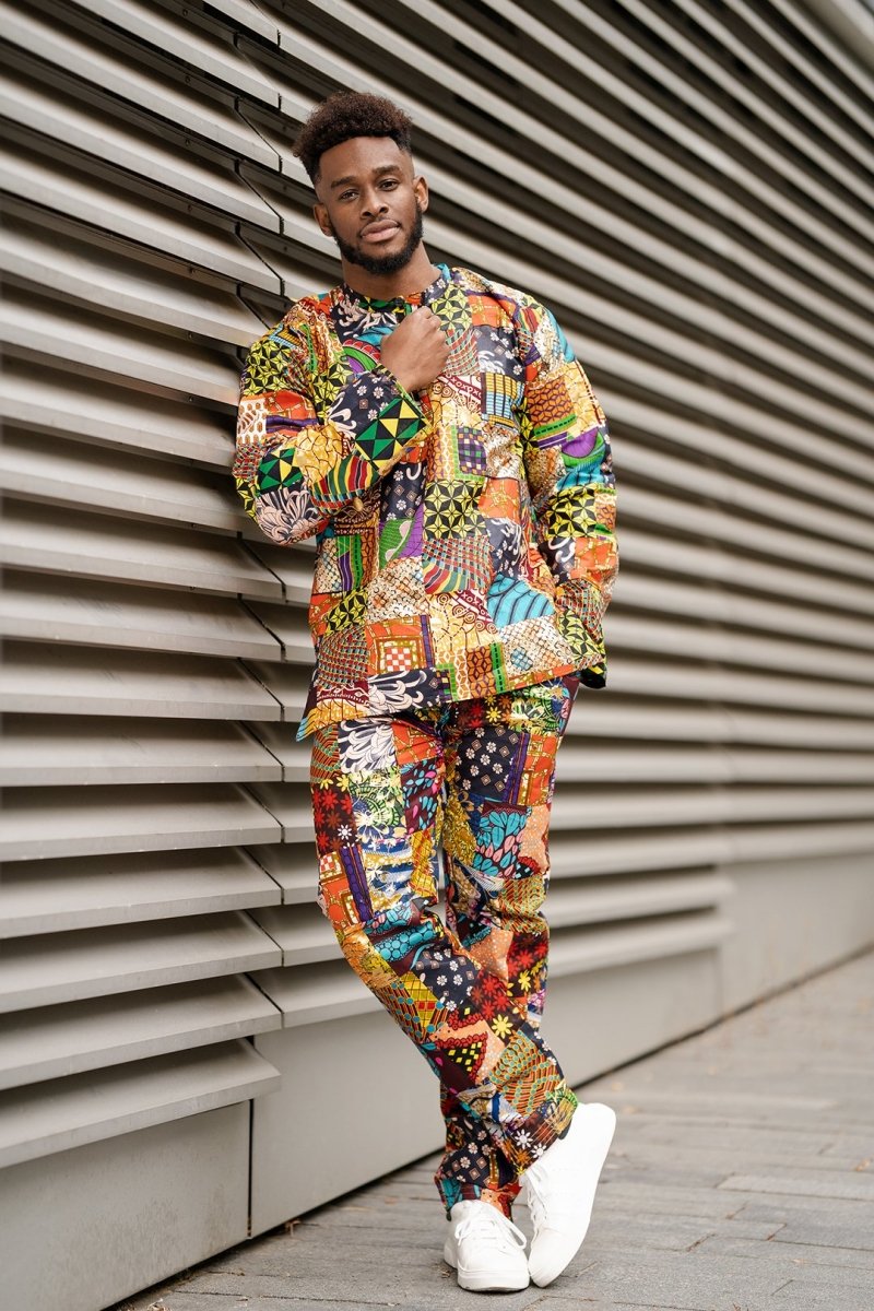 African Patchwork Suit - Aztec Festival Outfit - Continent Clothing