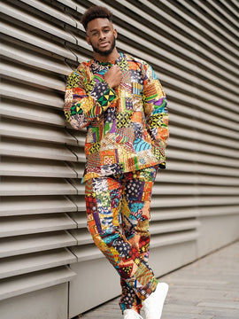 Costume de patchwork africain en imprimé coloré - tenue de festival aztèque