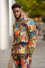 African Patchwork Suit - Aztec Festival Outfit - Continent Clothing