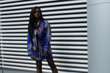 African Peacoat in Bue Dashiki - Continent Clothing