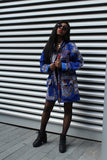 African Peacoat in Bue Dashiki - Continent Clothing