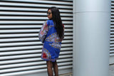 African Peacoat in Bue Dashiki - Continent Clothing