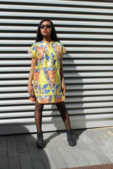 African Print Dress - gold festival dress - Continent Clothing