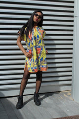 African Print Dress - gold festival dress - Continent Clothing