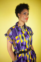 African Print Dress In Purple Kente - The Continent Clothing