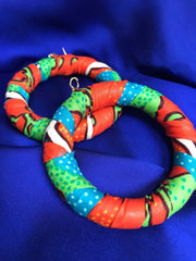 African Print Earrings in Orange Ankara Print - Continent Clothing
