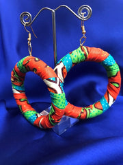 African Print Earrings in Orange Ankara Print - Continent Clothing