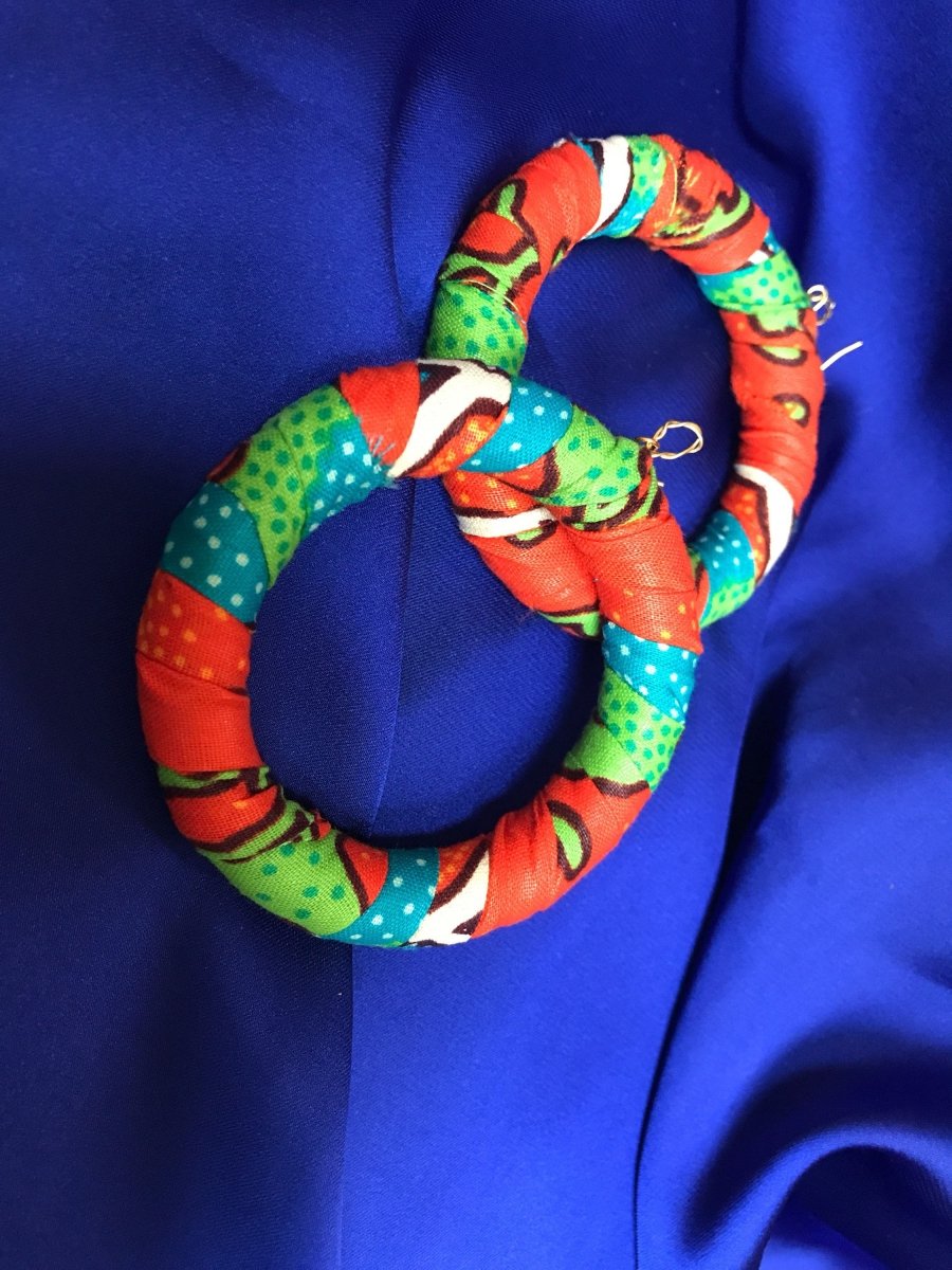African Print Earrings in Orange Ankara Print - Continent Clothing