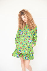 African Print Hoodie in Green Print - Continent Clothing