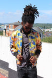 African Print Jacket in Gold Print, Perfect Festival Jacket - Continent Clothing