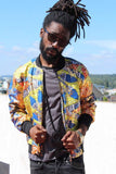 African Print Jacket in Gold Print, Perfect Festival Jacket - Continent Clothing