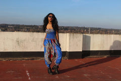 African Print Jumpsuit in Blue Dashiki Print - Festival Jumpsuit - Continent Clothing 