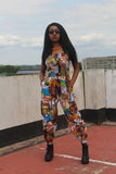 African Print Jumpsuit in Patchwork - Continent Clothing