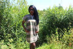 African Print Shift Dress is blue Kente - Continent Clothing