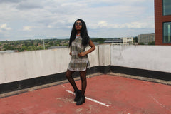 African Print Shift Dress is blue Kente - Continent Clothing