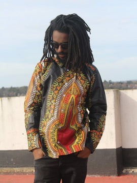 Camisa estampada africana en Dashiki negro - Camisa Festival