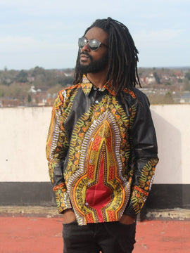 Camisa estampada africana en Dashiki negro - Camisa Festival
