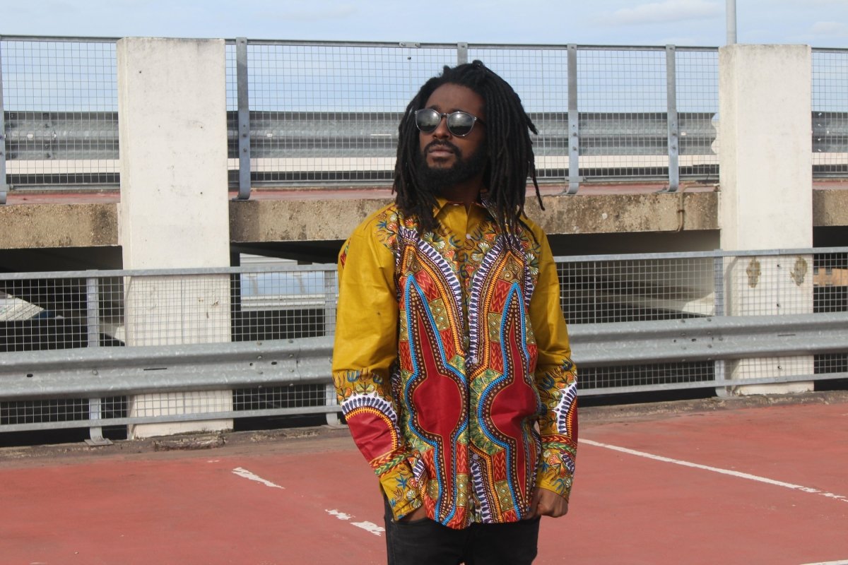 African Print Shirt in Brown Dashiki - Festival Shirt - Continent Clothing