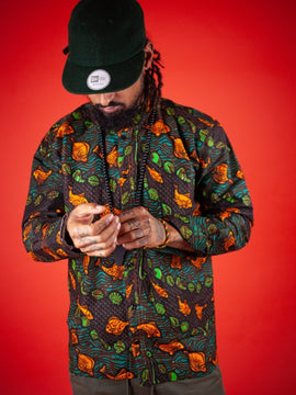 Camicia con stampa africana in Dashiki marrone - Camicia da festival