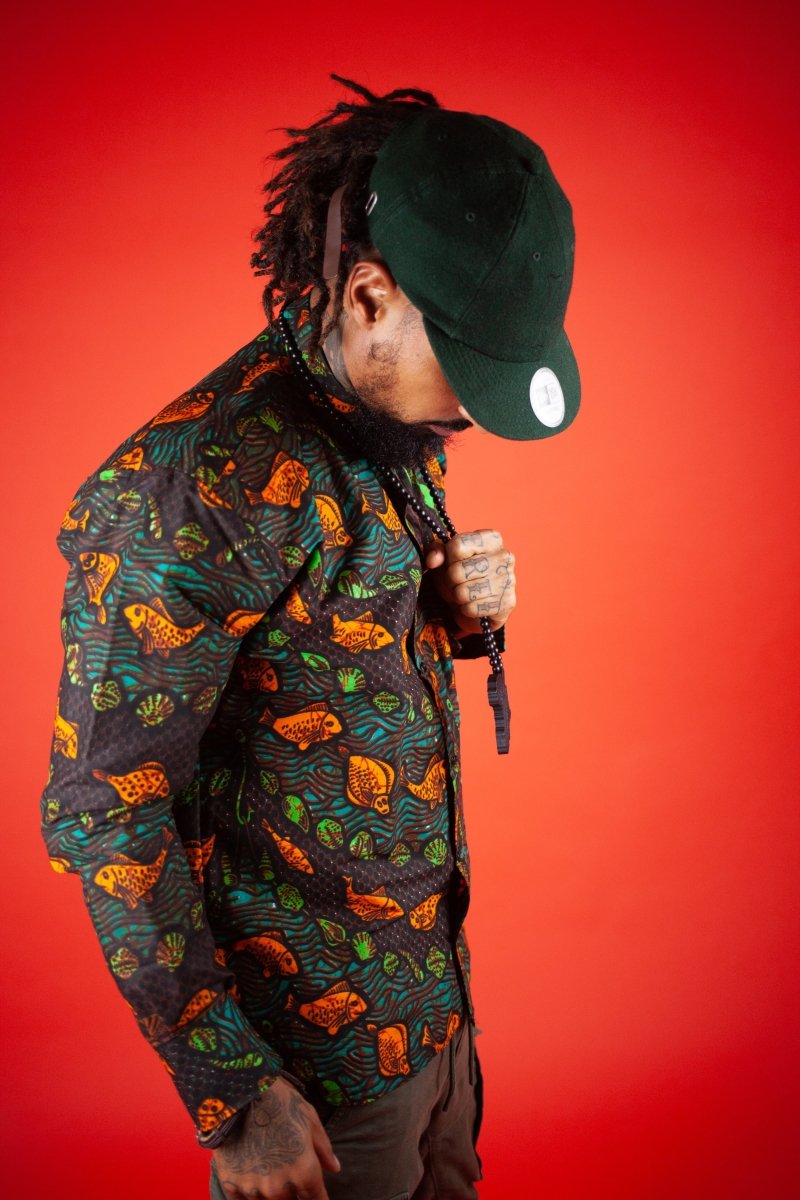 African Print Shirt In Fishy Green - Continent Clothing