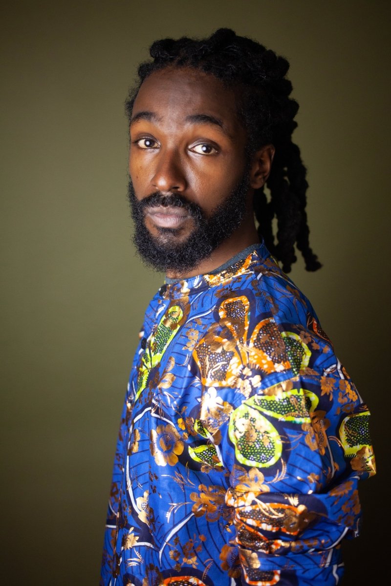 African Print Shirt in Gold Blue Ankara - Continent Clothing