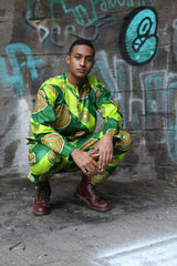 African Print Shirt in Green - African Clothing - Continent Clothing