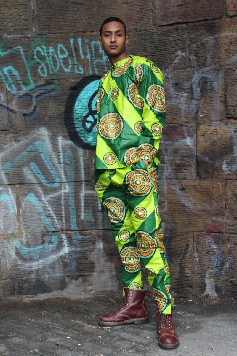 African Print Shirt in Green - African Clothing - Continent Clothing