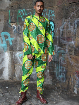 Camisa de estampado africano en verde - Ropa africana