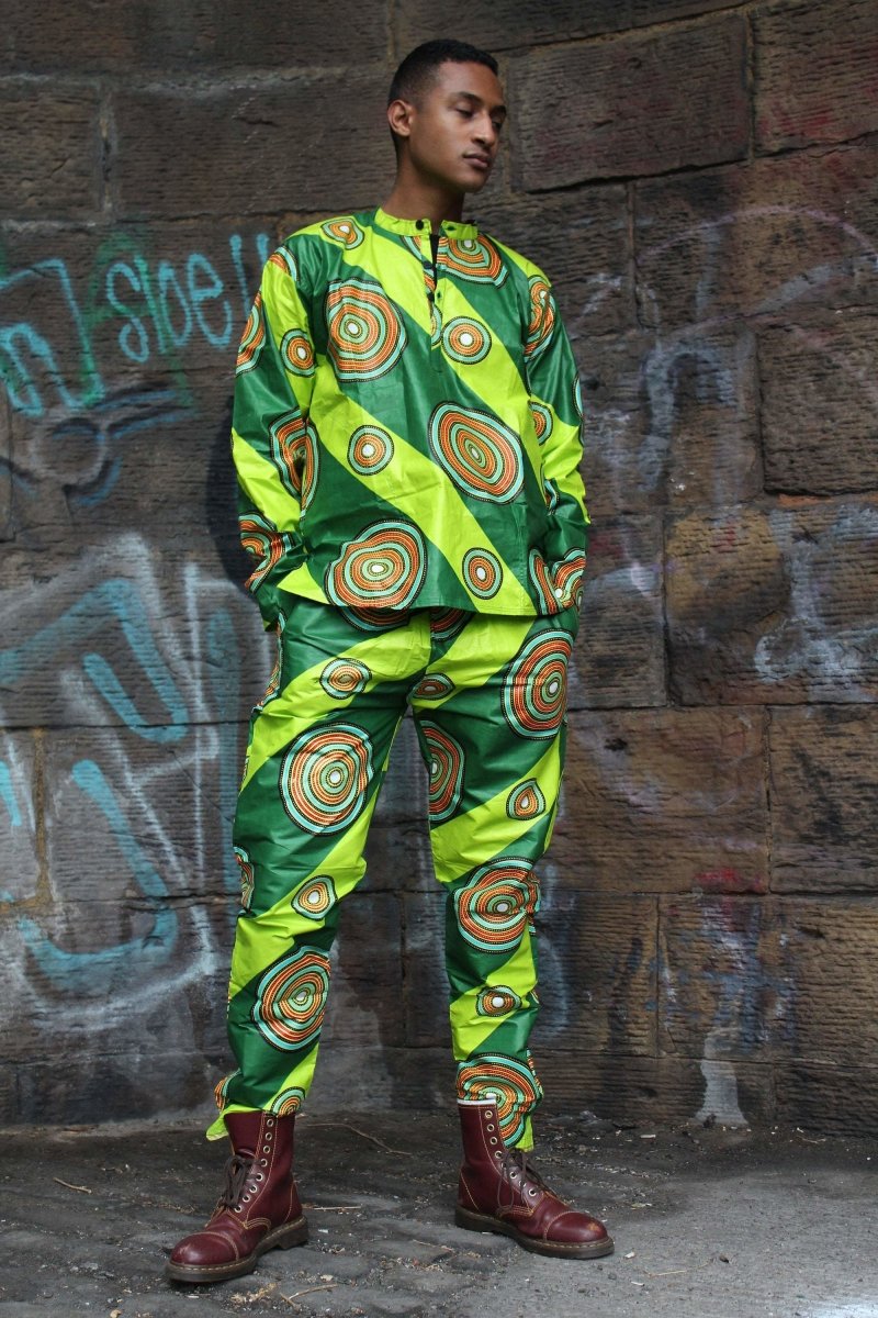 African Print Shirt in Green - African Clothing - Continent Clothing
