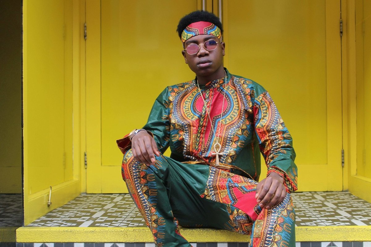 African Print Shirt in Green Dashiki - African Clothing - Continent Clothing