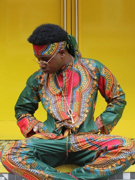 Camisa de estampado africano en verde Dashiki - Ropa africana