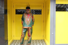 African Print Shirt in Green Dashiki - African Clothing - Continent Clothing