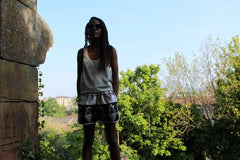 African Print Shorts in Black White Ankara Print - Festival Shorts - Continent Clothing