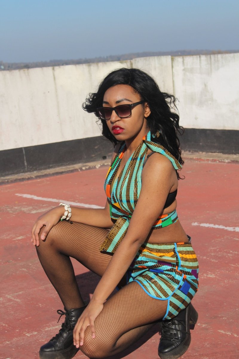 African Print Shorts in Blue Ankara Print - Festival Shorts - Continent Clothing