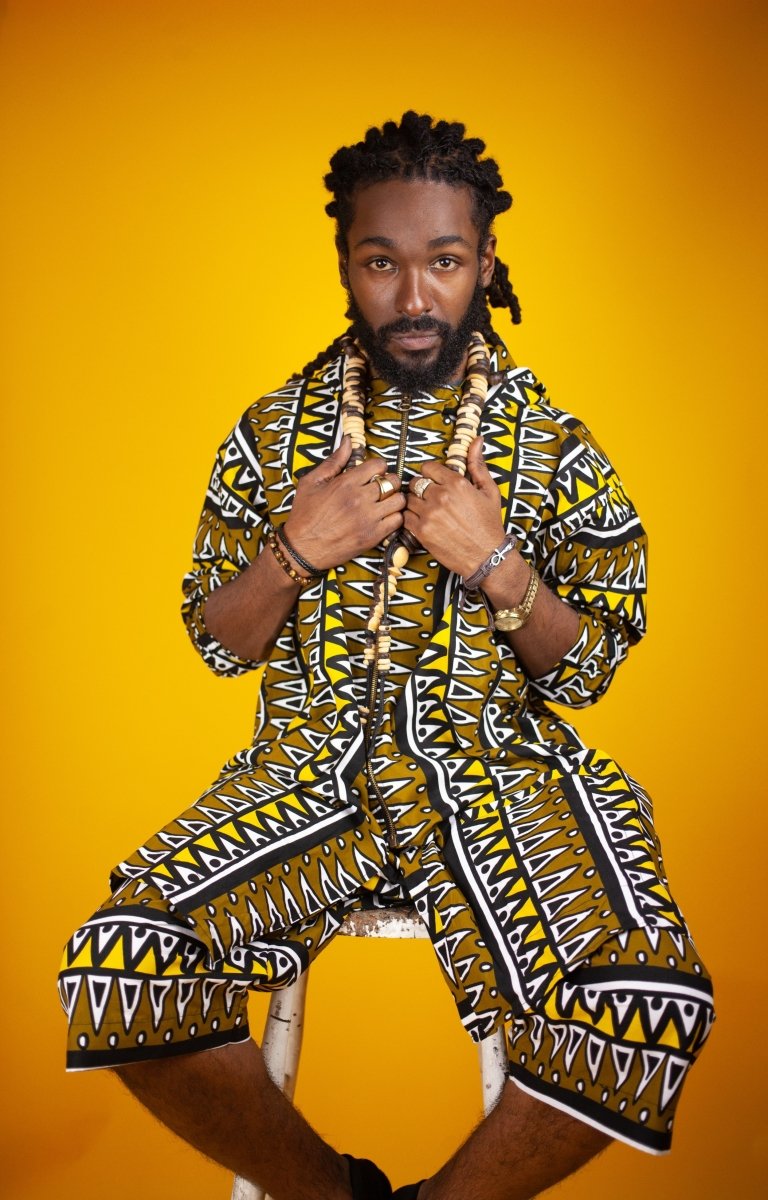African Print Shorts In Earthy Tones Mud Cloth - Continent Clothing