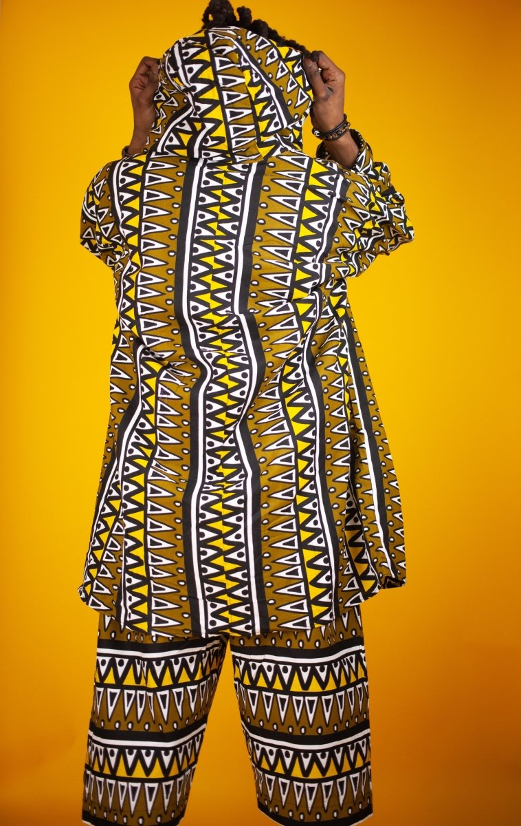 African Print Shorts In Earthy Tones Mud Cloth - Continent Clothing