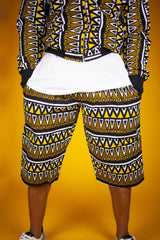 African Print Shorts In Earthy Tones Mud Cloth - Continent Clothing 