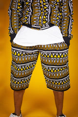 African Print Shorts In Earthy Tones Mud Cloth - Continent Clothing