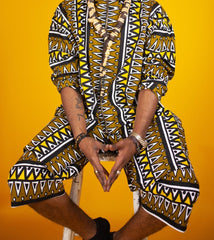 African Print Shorts In Earthy Tones Mud Cloth - Continent Clothing