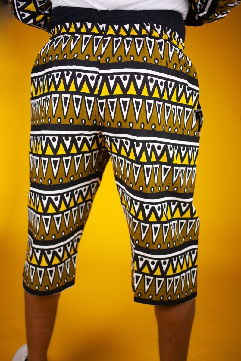 African Print Shorts In Earthy Tones Mud Cloth - Continent Clothing