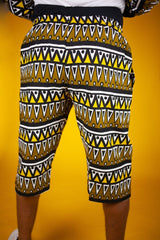 African Print Shorts In Earthy Tones Mud Cloth - Continent Clothing