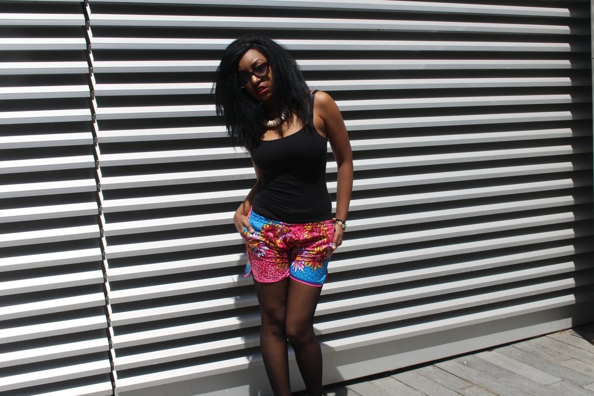 African Print Shorts in Pink Ankara Print - Festival Shorts - Continent Clothing 