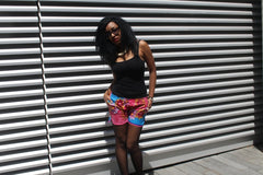 African Print Shorts in Pink Ankara Print - Festival Shorts - Continent Clothing