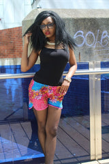 African Print Shorts in Pink Ankara Print - Festival Shorts - Continent Clothing