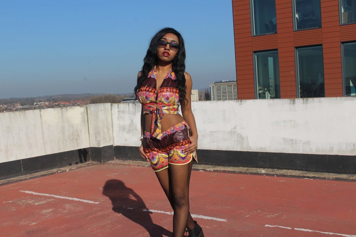 African Print Shorts in Purple Ankara Print - Festival Shorts - Continent Clothing 