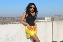 African Print Shorts in Yellow Ankara Print - Festival Shorts - Continent Clothing